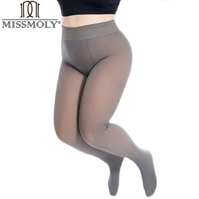 High Waisted Leggings Translucent Nude Tights Winter Polyester Thermal Warm  Fleece Lined Women Sheer