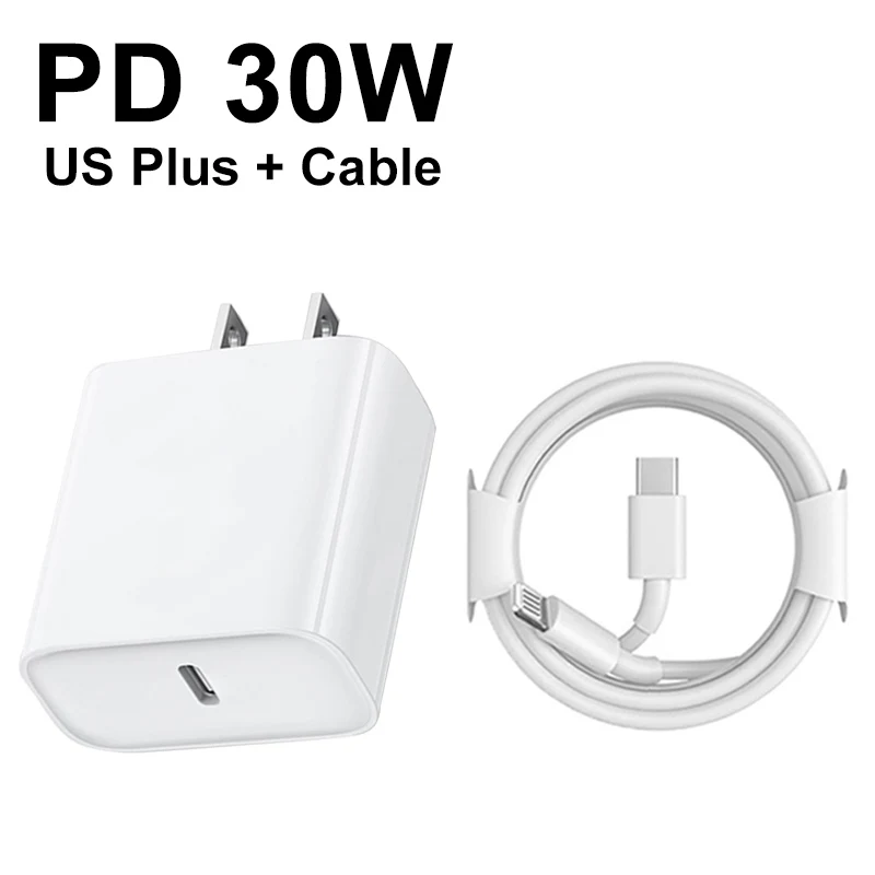 Original 30W USB-C Power Adapter Fast Charger For Apple iPhone 14 15 Pro Max  13 12 11 X XS XR 7 8 Plus Lightning Charging Cable - AliExpress