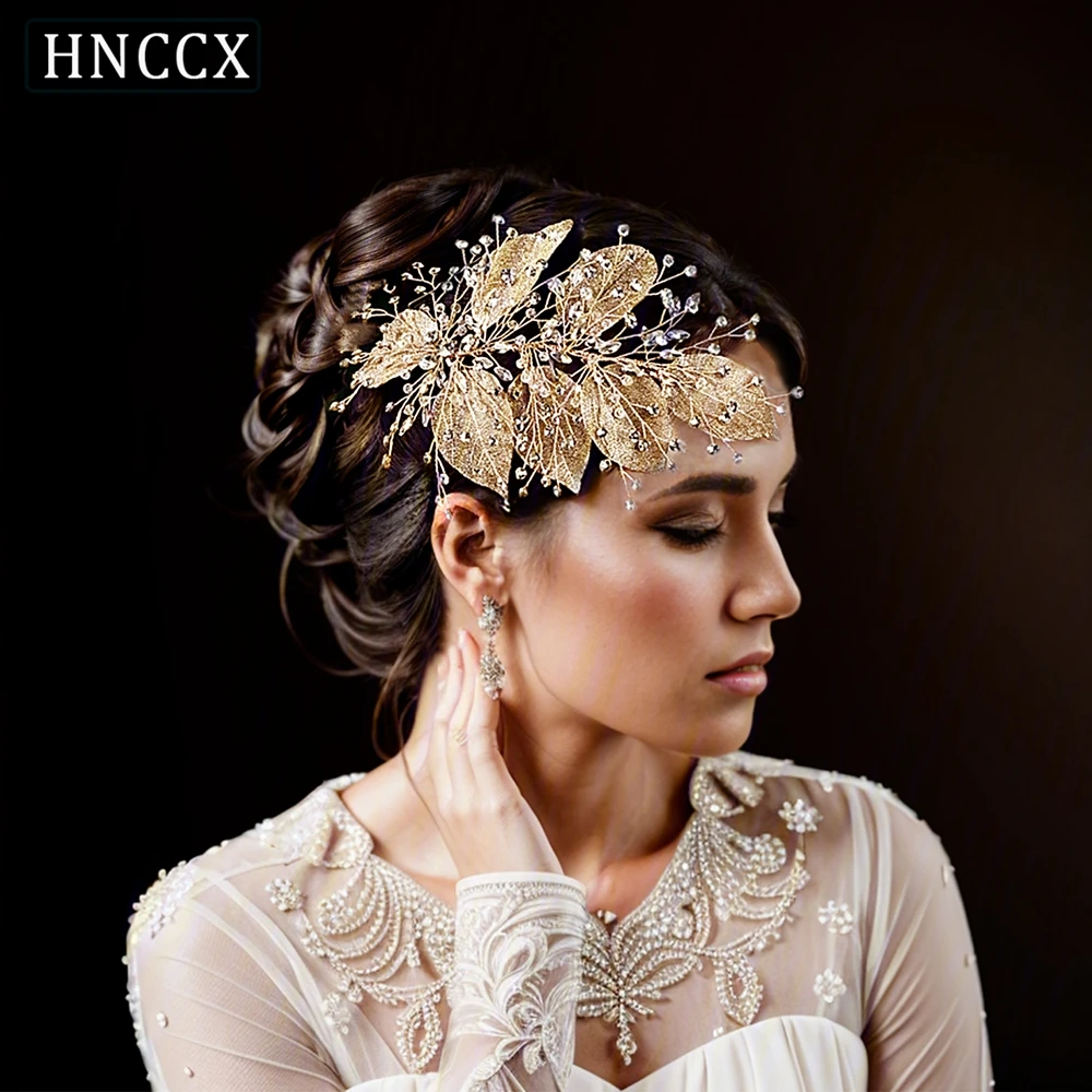 HNCCX Brides Leaves Rhinestone Headpiece Elegant Girls Bridal Side Hair headdress Headband Wedding Hair Accessories CP285
