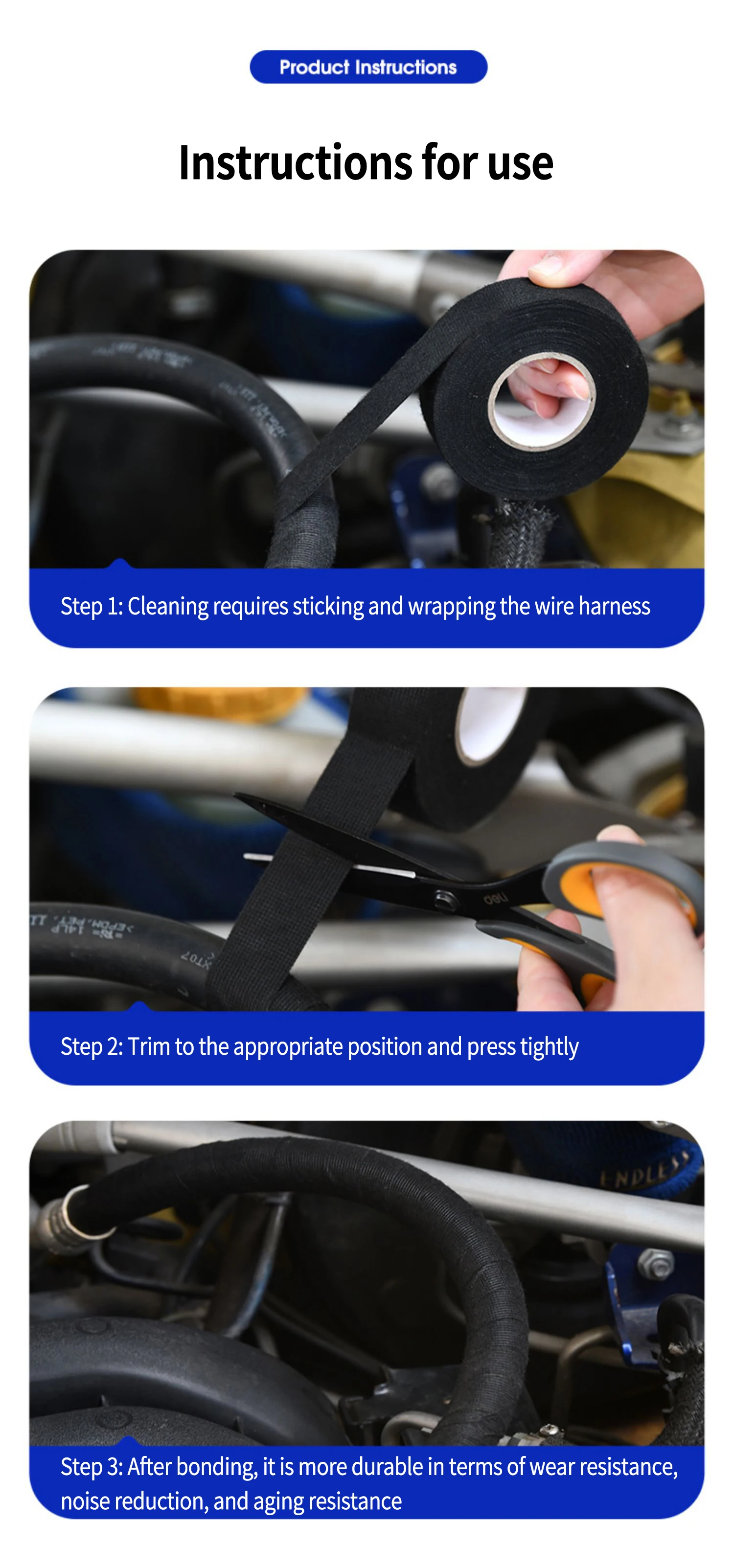 2 Rotoli Nastro Isolante Tessuto - 15m X 19mm, Resistente Calore E Usura, Per Auto E Casa - Foto 9