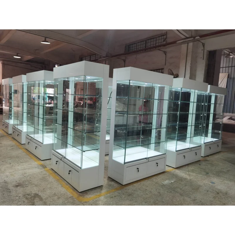 커스텀 목재 부티크 쥬얼리 캐비닛, 밝은 LED 스모크 샵 쇼케이스, 유리 디스플레이 캐비닛