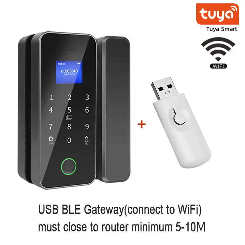 Tuya بلوتوث البيومترية باب زجاجي قفل ذكي بصمة كلمة...