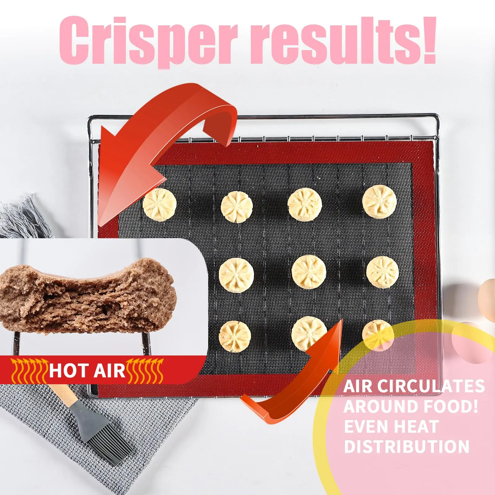 Non Stick Reusable Bread Mat Silicone Hollowing Out Baking Oven Mesh Pad Breathable Sheet Liner For Cookies Resistant Cooking