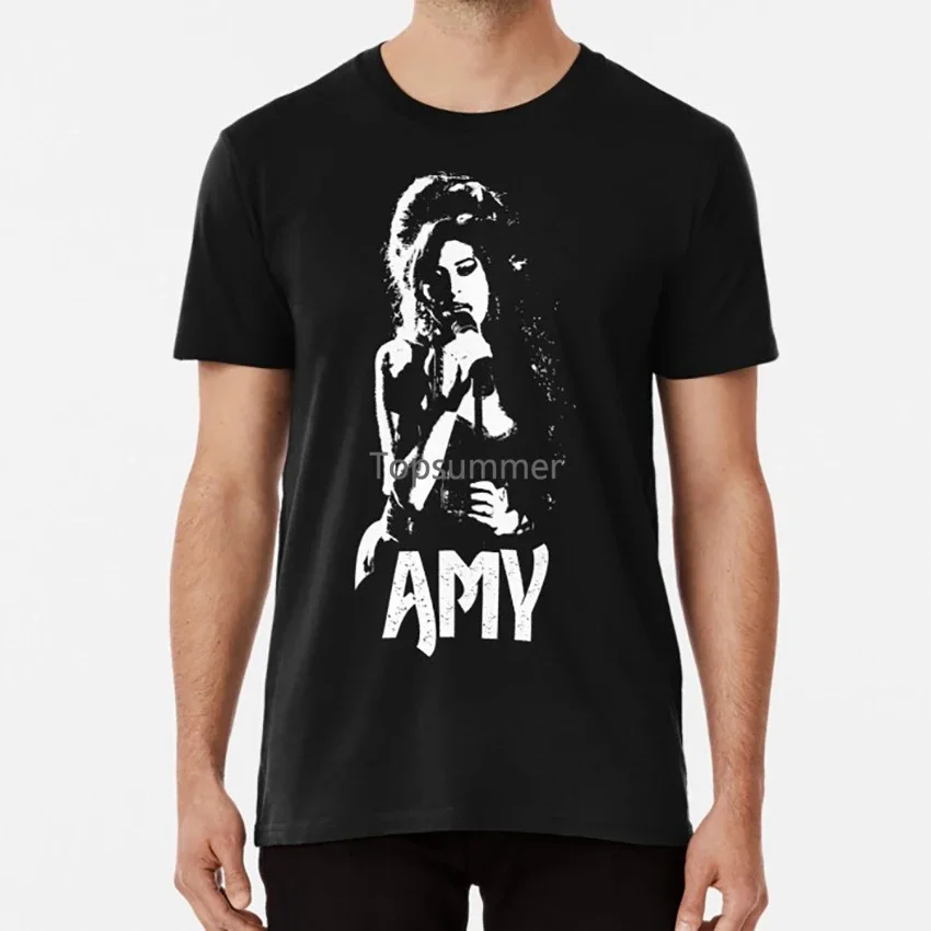 

Amy - White Stencil T Shirt Amy Winehouse 27 Club British Jazz London Singer Rock Band Punk Band Metal Band