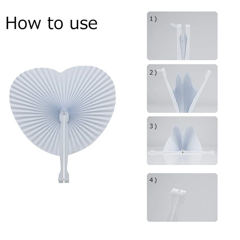 Heart Shape Folding Fan Blank Paper Hand Fans 30 folding fan hand fan