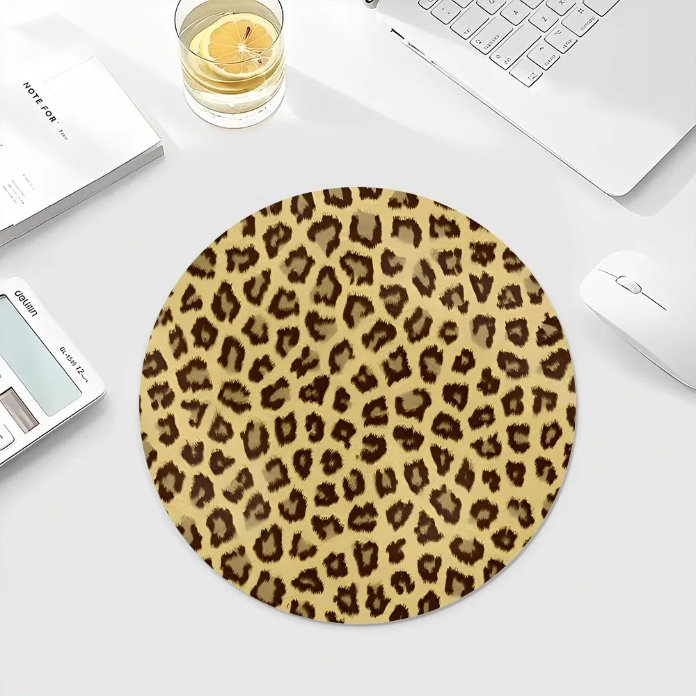 Leopard Print Panther22x22cm Round Kawaii Cartoon Anime Gaming Mouse Pad Keyboard Mouse Mats Deskpad Girls for PC Mouse Carpet 3