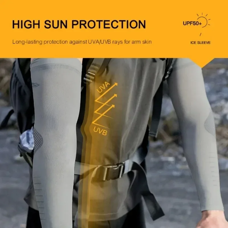 1Pair Ice Silk Arm Sleeves for Men & Women UV Sun Protection Breathable Outdoors Sports Workouts Lightweight Arm Sleeves