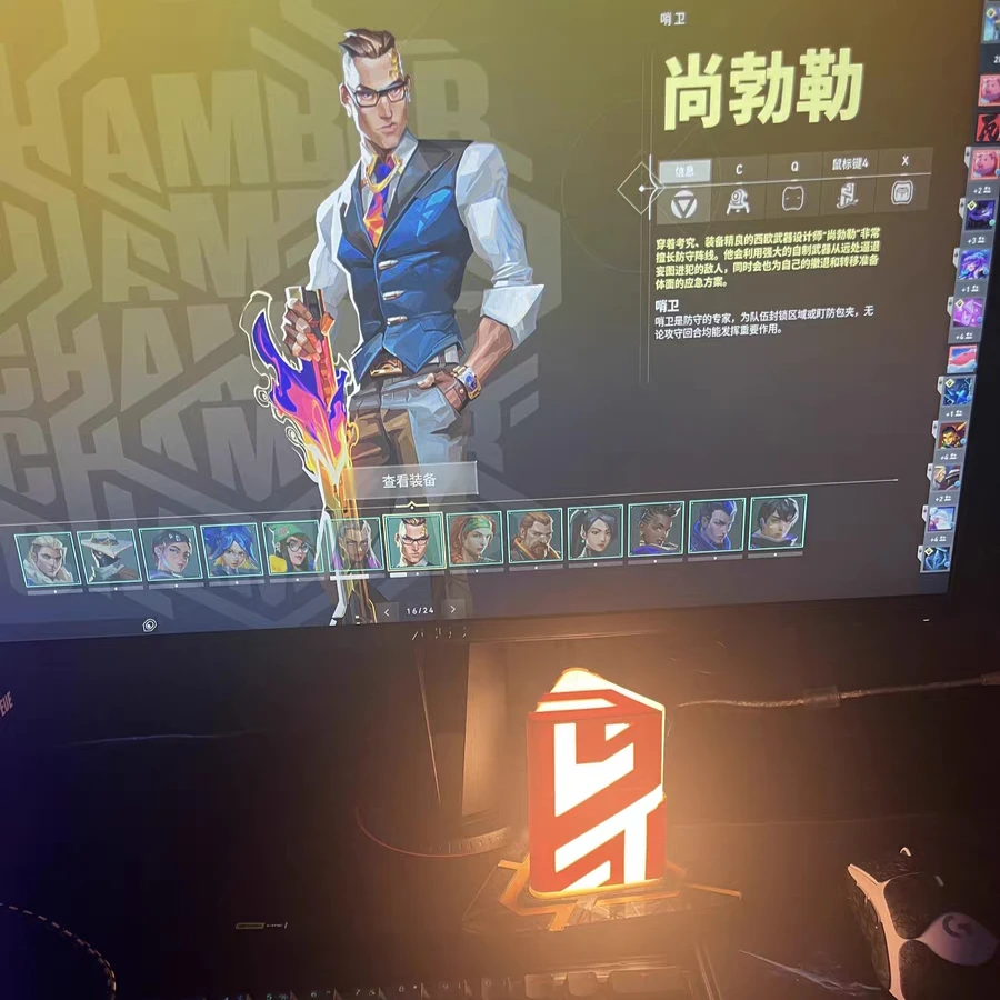 발로란트 게임 주변 챔버 야간 램프, 3D 인쇄 애니메이션 피규어 모델 장난감 모델 액세서리, 장난감 선물, 어린이 게임
