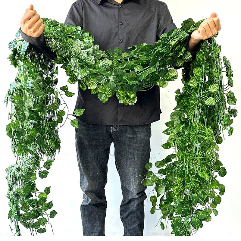 2.1M Green Ivy Leaf Hanging Vine Home Garden Decoration Artificial Garland Silk Wall Plant Wedding Party DIY Fake Wreath Leaves 4