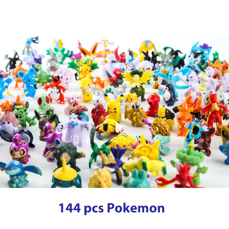 

144pcs Pokemon Pikachu PVC 3cm Height Action Figures Toys No Repeat Desktop Decoration Colllections Toys Gift For Kids