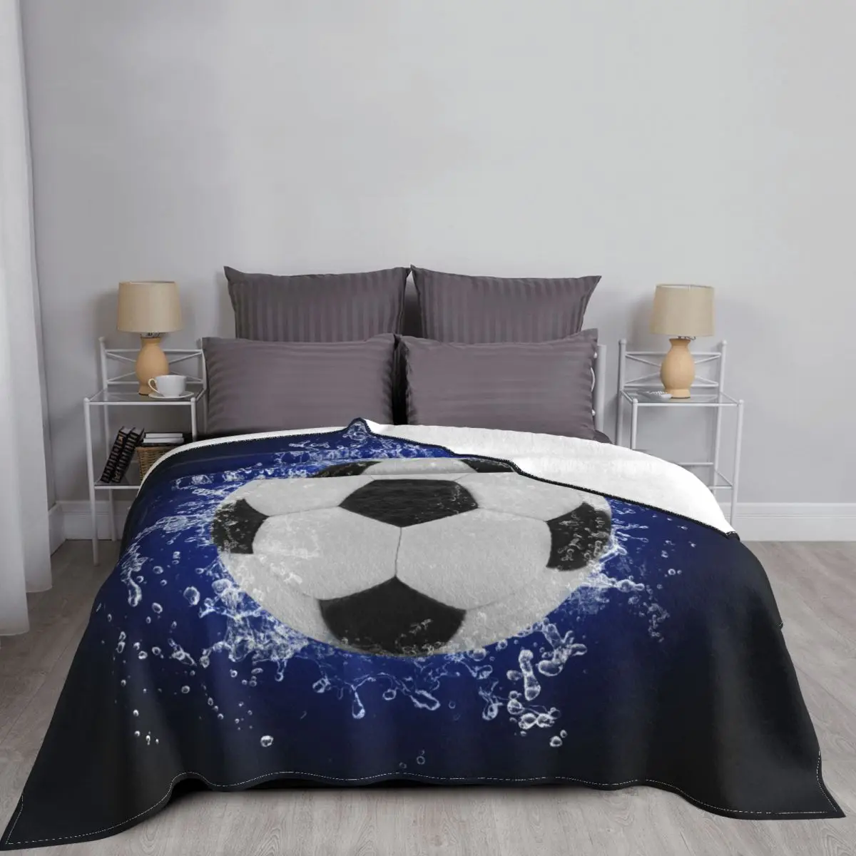 

Soccer Sports Blankets Football Balls Fuzzy Awesome Soft Throw Blanket for Home Autumn/Winter