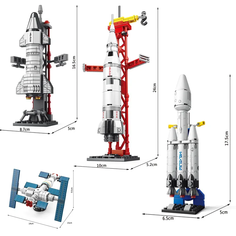 Nieuwe Mini-Luchtvaart Bemande Raket Model Bouwstenen Ruimtevaartstation Bakstenen Stadsbouw Speelgoed Voor Kinderen