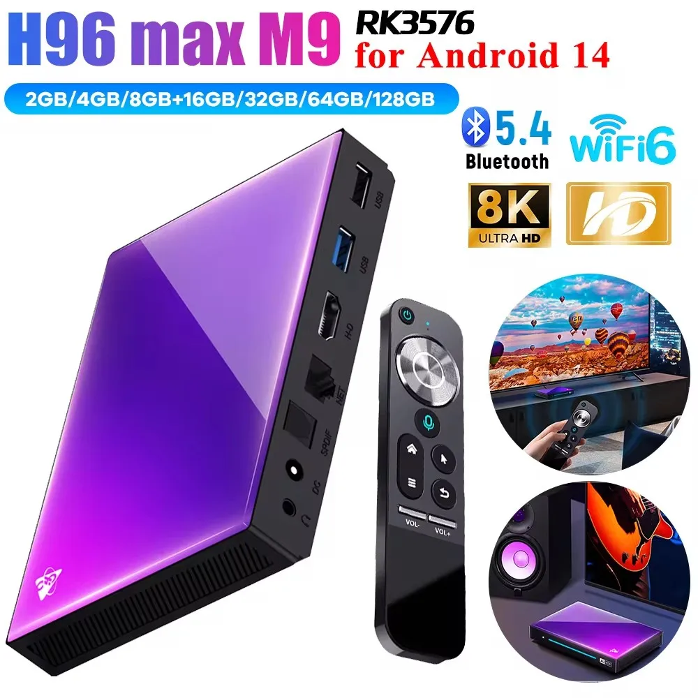 NEW H96 MAX M9 Smart TV Box Android 14 RK3576 8-Core 5G