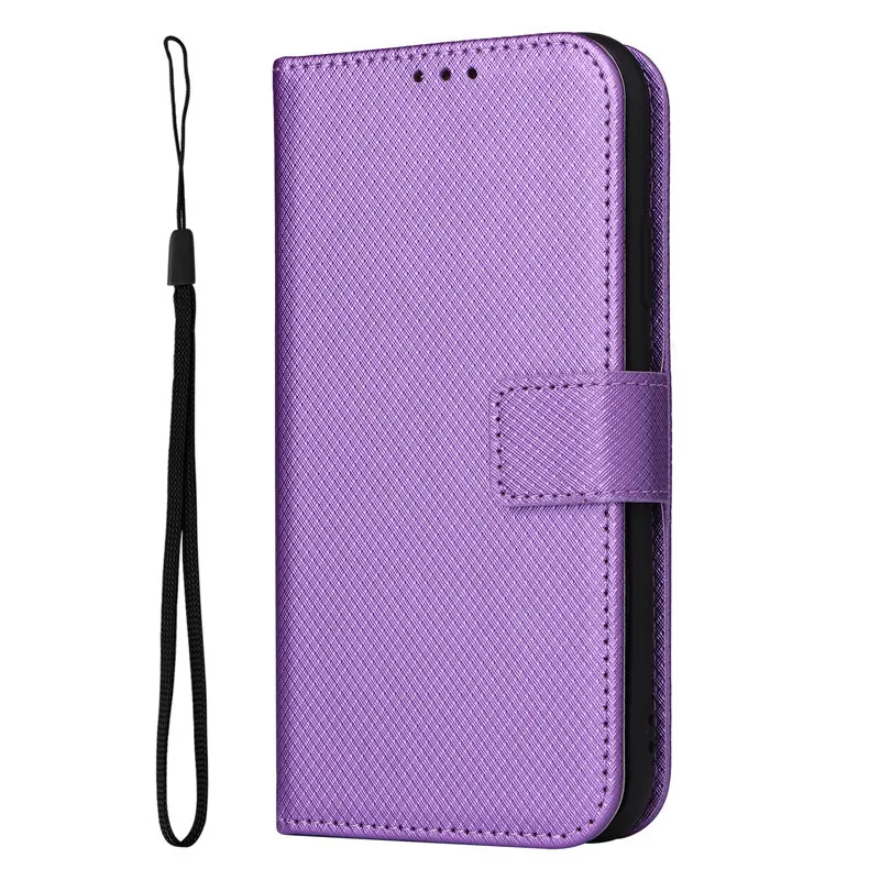 Diamond Leather Wristlet Wallet Case with 3 Card Slots and Wrist Strap - Flip Cover Design