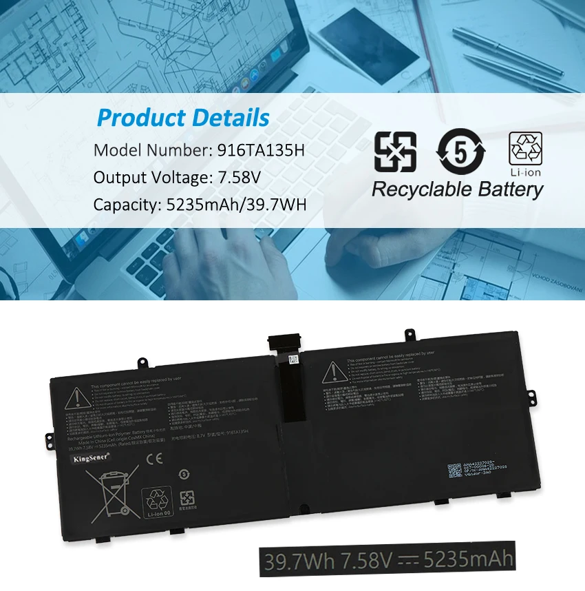 Kingsener-bateria do Portátil para Microsoft Surface go 1943 916ta135h Dynz02 12.4 Series M1187088004 7.58v 5235mah 39.7wh - Imagem 3