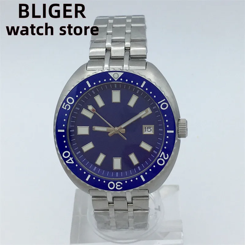 

BLIGER 43mm NH35A Automatic Mechanical Luxury Men's Watch Sapphire crystal luminous blue dial date stainless steel strap