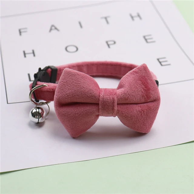 Safety Elastic Bowtie Cat Collar Bell Adjustable Buckle Bow Tie Plush Collar Small Dog Velvet Pet Supplier Suede Collar 6