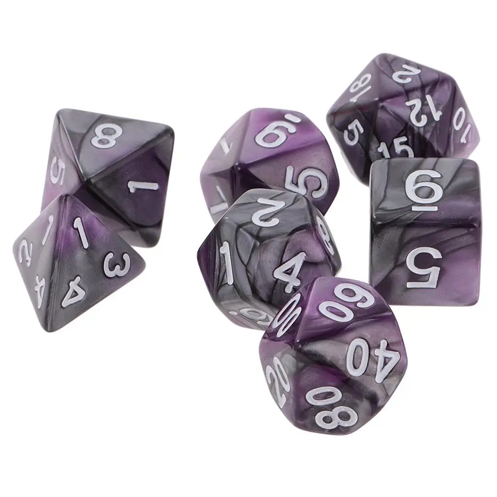 7-Die Polyhedral Dice Set Digital Double Color Dices D4-D20 for RPG Roleplaying Games Math Teaching Party Supplies