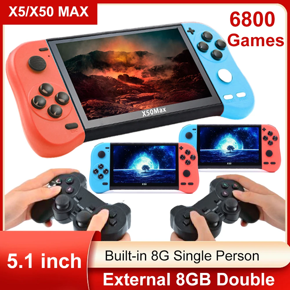 Консоль игровая X50/X50 MAX, 8 ГБ, 6800 классических игр, 5,1 дюйма