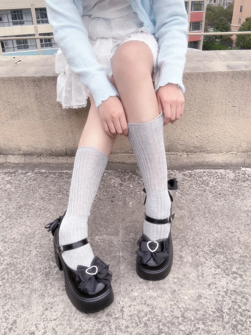 Mine Mass-Produced Bow Hot Girl Platform Shoes Japanese Lolita Rojita Bowknot Leather Pumps Cute Girls High Heels
