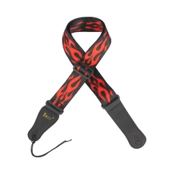 Ethnic Style Adjustable Embroidered Guitar Strap - Premium Polyester and Pure Cotton (Flame)