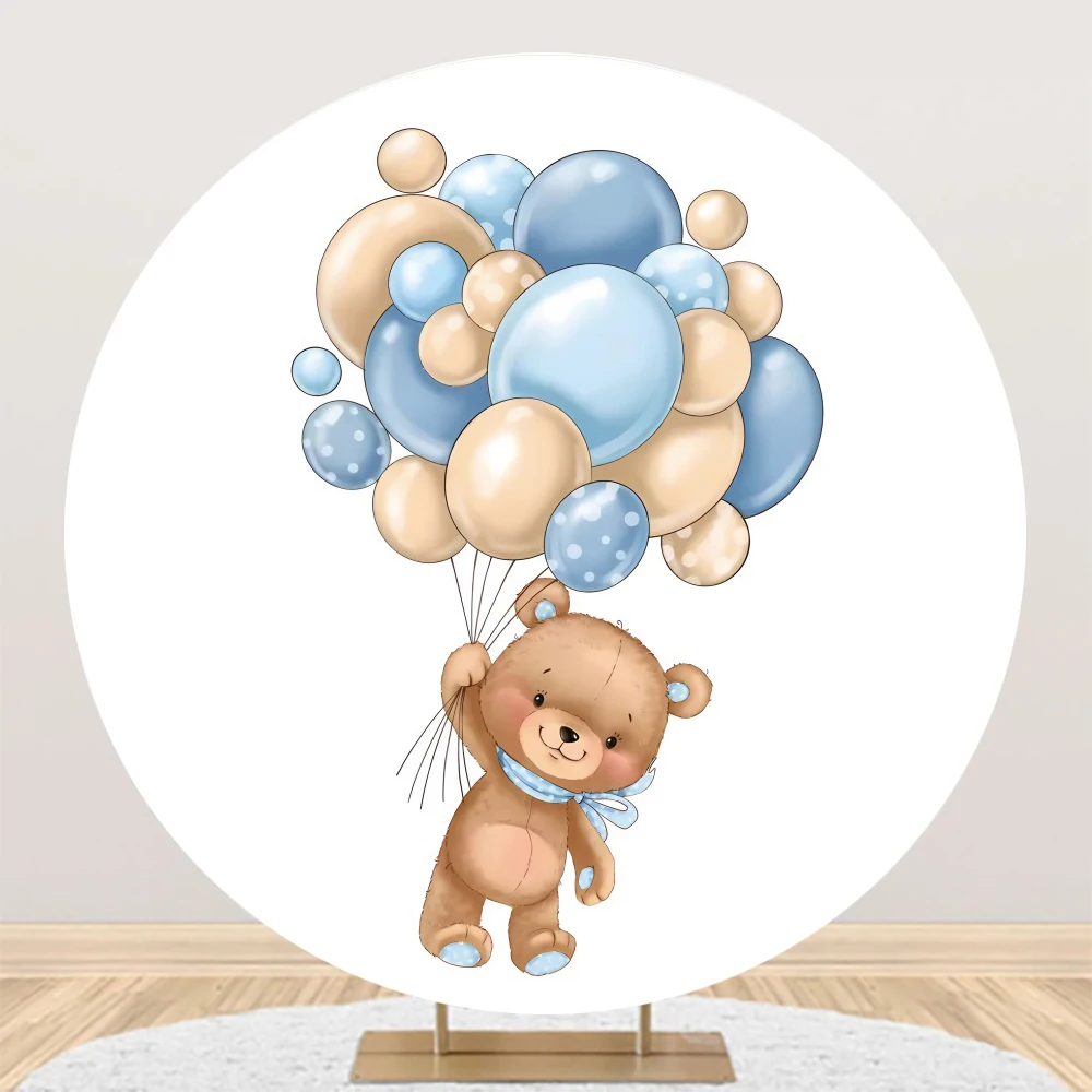Cenários Redondos Personalizados para Fotografia Foto Círculo Fundos Nuvem e Estrela Balão Urso de Pelúcia Festa de Aniversário Baby Shower - Image 5