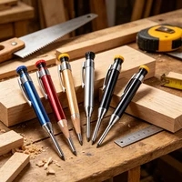 2.8mm Metal Solid Carpenter Mechanical Pencil Set with Sharpener Lead Core Deep Hole Construction Marking Scriber Tool Supply 6