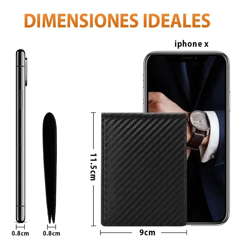 Slim Minimalist Tri-Fold Money Clips Carbon Fiber 9 Card Slot Men's Wallet Credit Card Holder Money Bags Cash Envelope Wallet