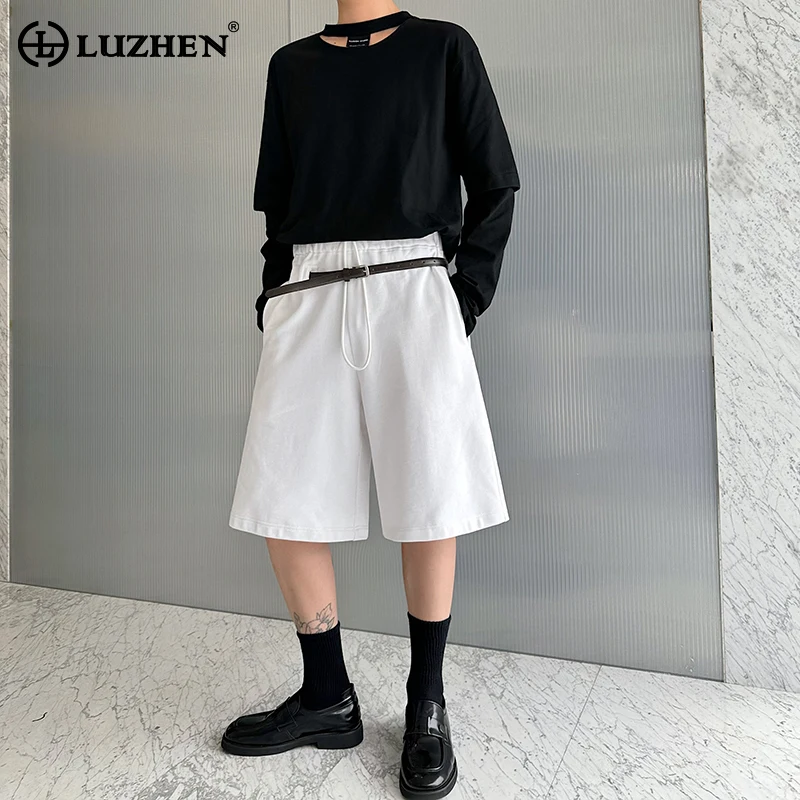 

LUZHEN Summer Fashion Plain Five Point Pants Stylish Korean High Quality Men's Sport Cotton Straight Shorts Free Shipping LZ4211