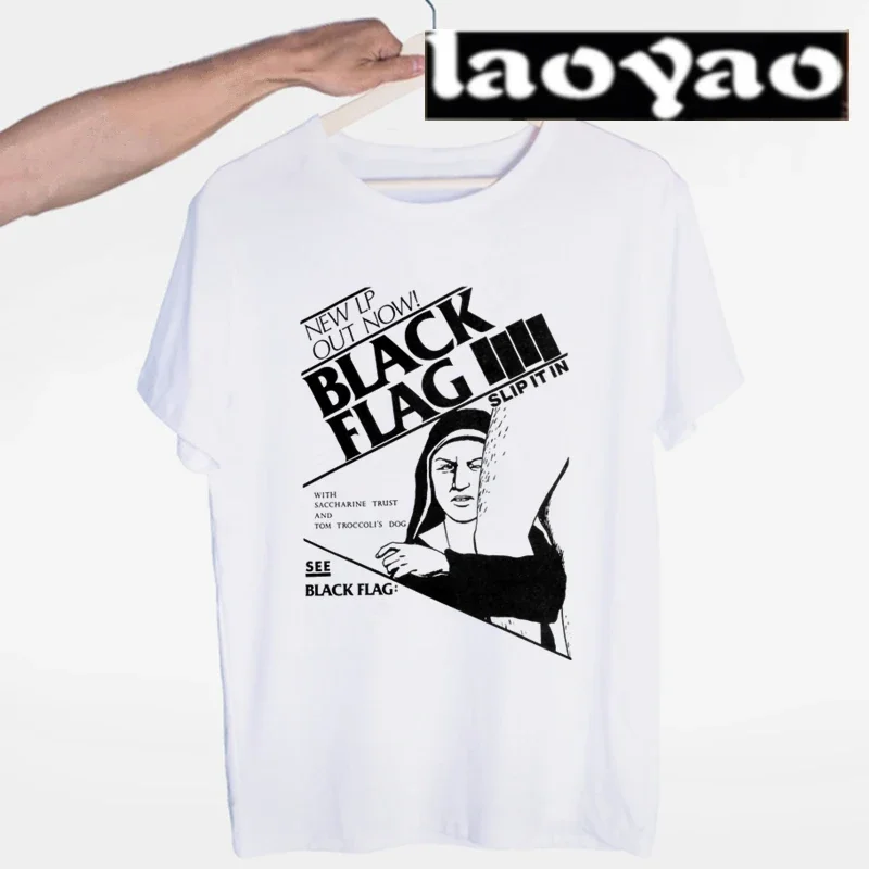 Black Flag T Shirt Punk Rock Band Henry Rollins Large Bars Graphic Tshirts Summer Fashion Casual Vintage Unisex Humor Camisetas