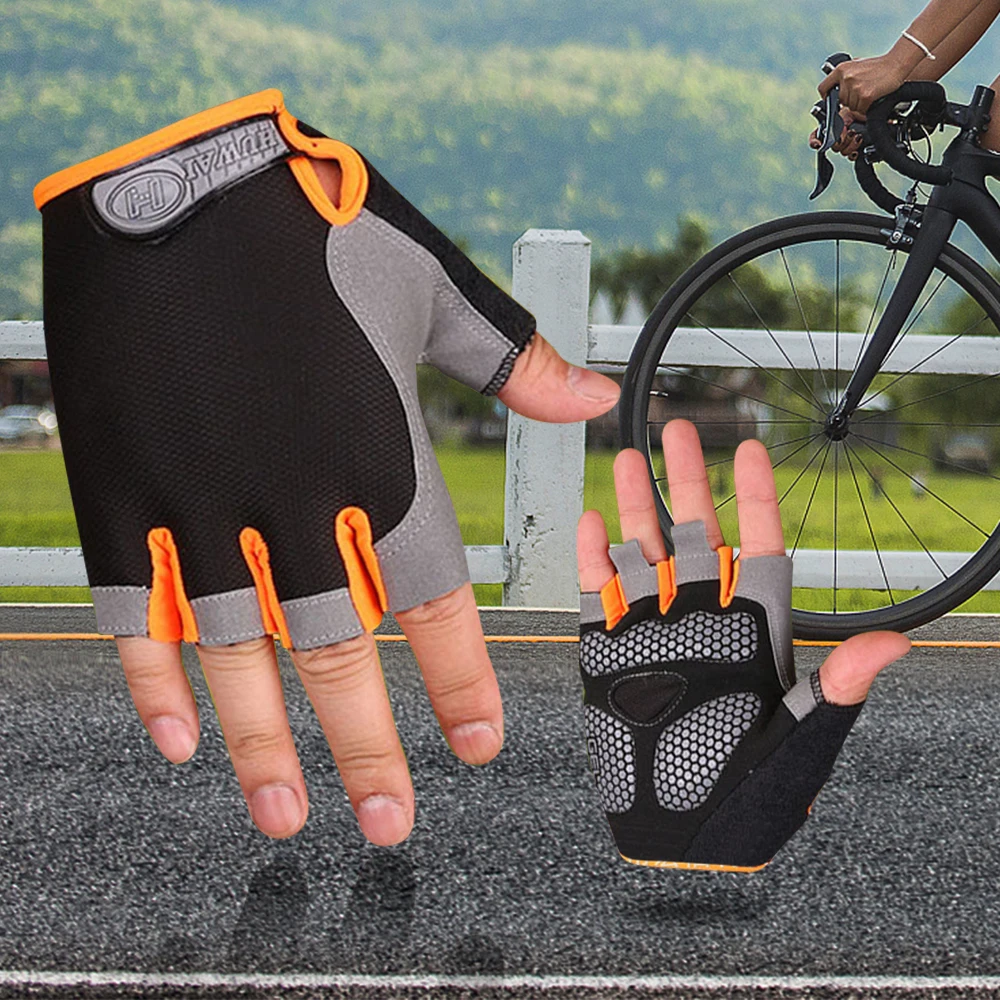 Anti Slip Shock Breathable Half Finger Gloves Breathable Cycling Gloves Fitness Gym Bodybuilding Crossfit Exercise Sports Gloves