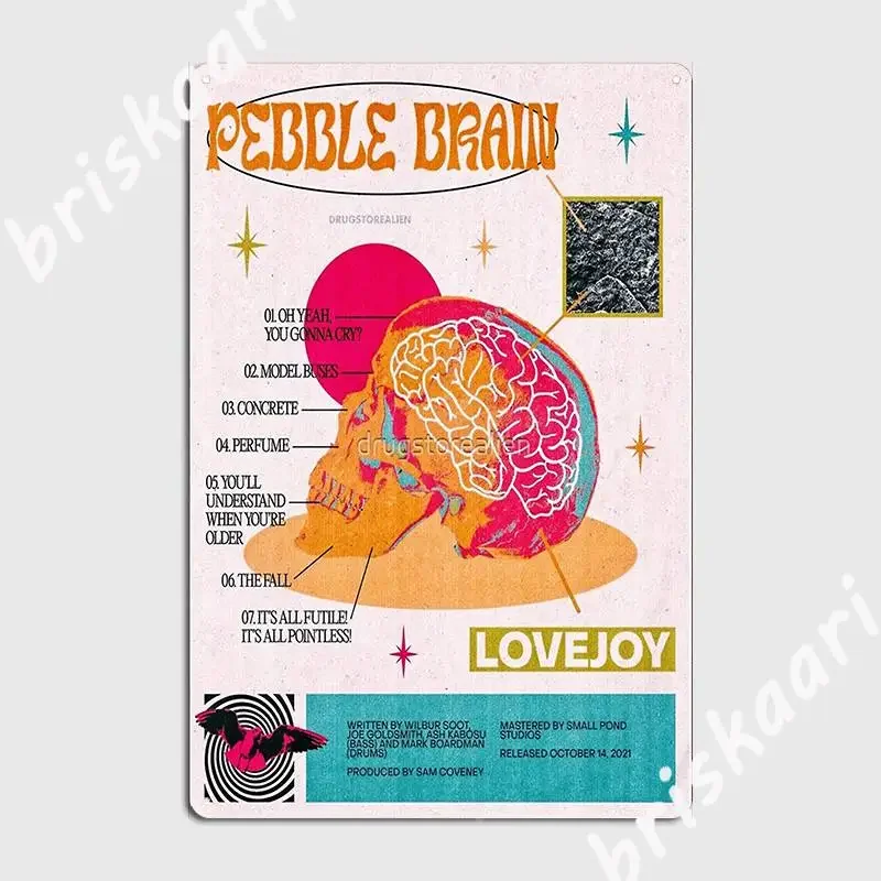 Pebble Brain Lovejoy 금속 플라크 클럽 차고 시네마 디자인 맞춤형 ..
