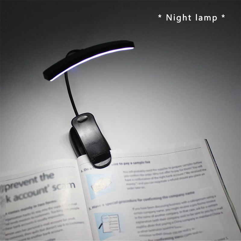 Eye-Friendly Music Score Flexible Sheet Desk Adjustable Lamp Tablet Portable Stand Clip-on Reading Rechargeable Book Light
