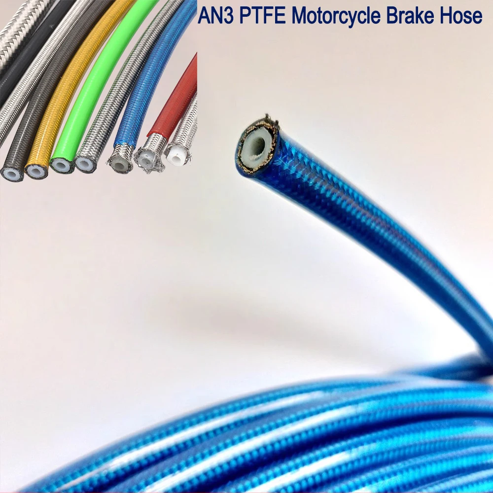 Motocicleta Trançado Linha de Freio Mangueira Hidráulica Ptfe Mangueira Gás Oil Fuel Tube Pipe An3 3.2 mm Aço Inoxidável