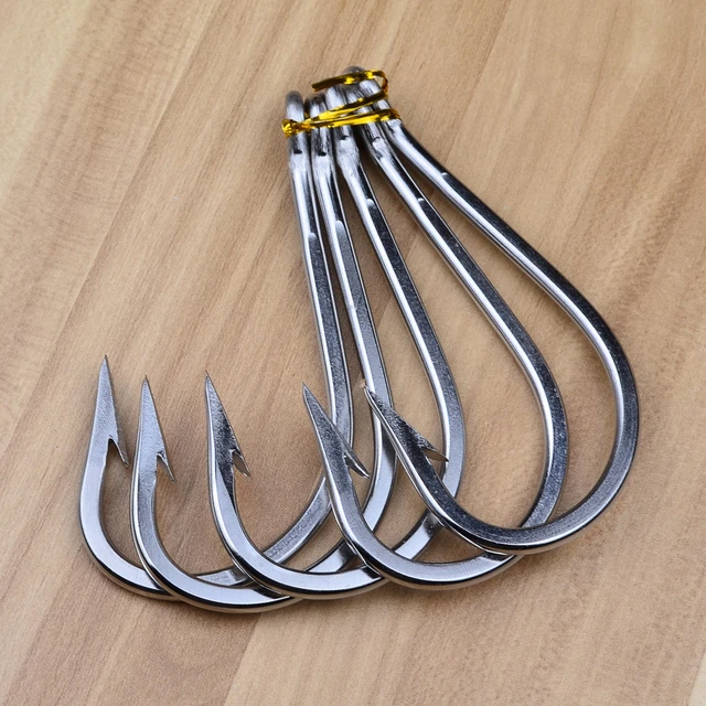 Barbed Circle Hook Tackle Set for Deep Sea Boat Fishing, Stainless Steel  Hook, Tuna Jig Hook, Fishhooks, 5 PCs/Lot - AliExpress