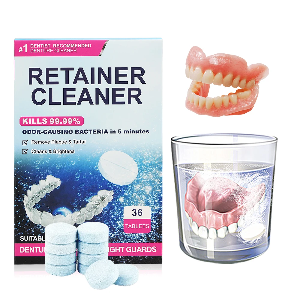 60Pcs Denture Cleaning Tablets Wash Denture Cleaners False Teeth Tooth