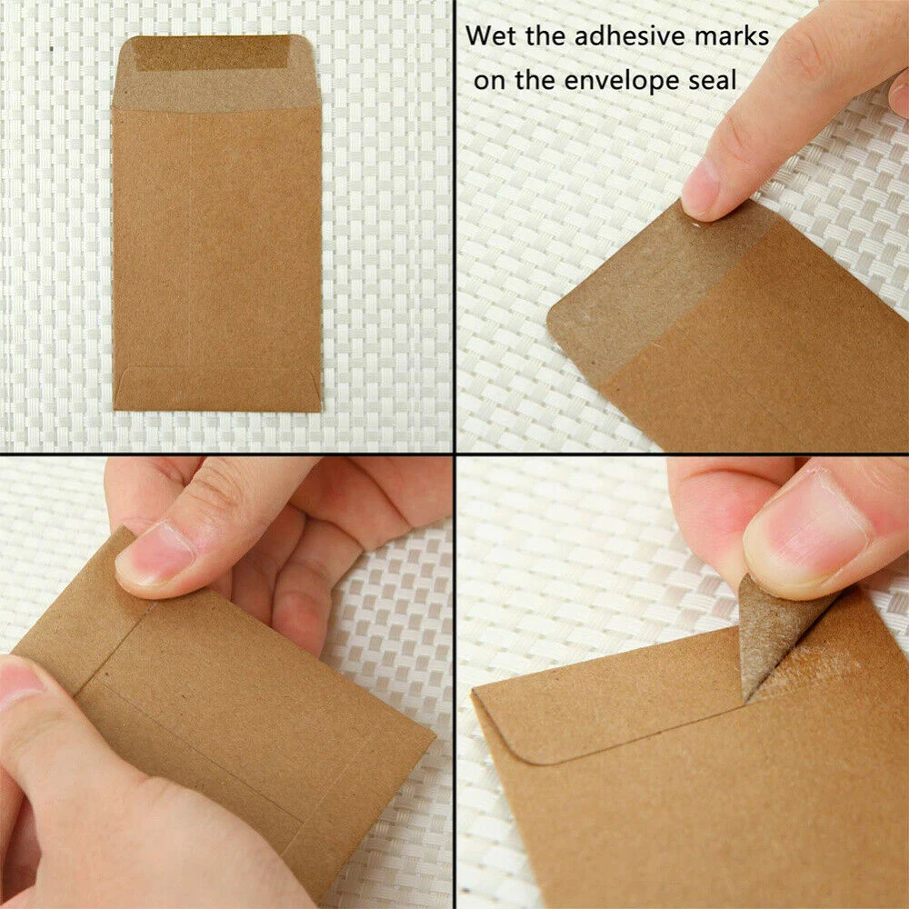 

100 PCS Envelopes Kraft Paper Bags Mini Coin Packets Envelopes Snack Baking Package Supplies Gift Wrap Glue Box