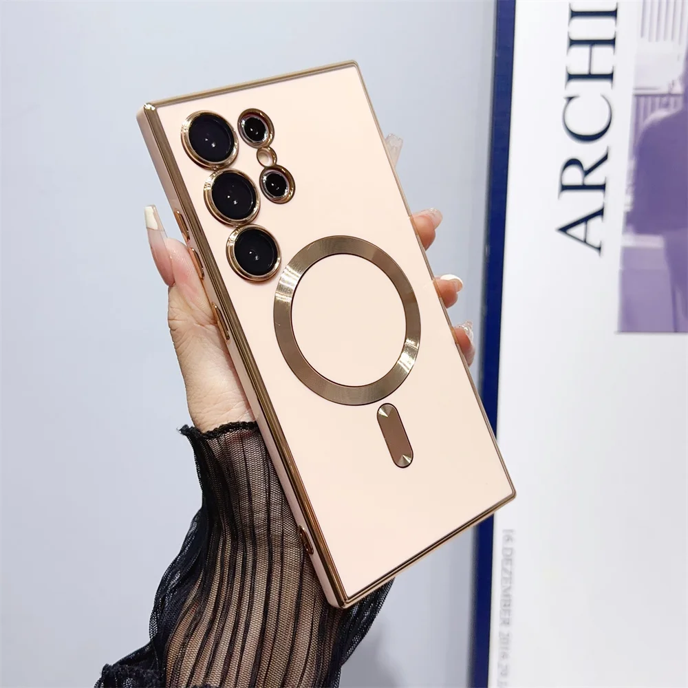 Luxury Magnetic Silicone Case with 6D Plating and Wireless Charging Compatibility