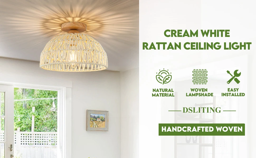 white rattan light fixture 