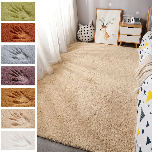 Fluffy Soft Bedroom Carpet Non-slip Floor Mat for Living Room Plush Area  Rug Decorative Floor