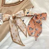 4pcs Silk Feel Skinny Silk Scarf Hair Band Women Spring Hair Hand Bag Wrist Bandana Foulard Ribbon Scarves Hair Accessories 3