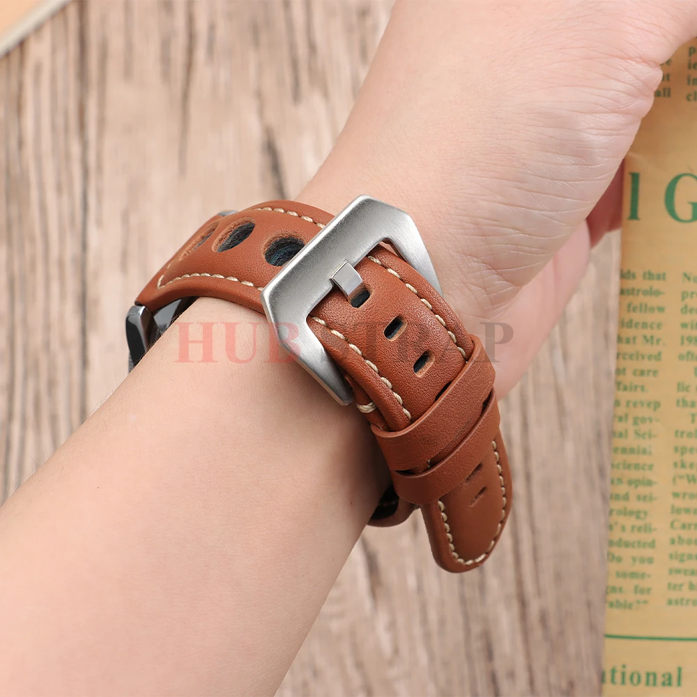 Vintage Genuine Leather Watchband Bracelet - Black, Blue, and Brown