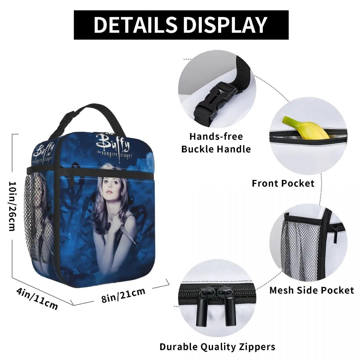 y The Vampires Slayer Merch Insulated Lunch Bag For Work TV Series Storage Food Boxes Portable Thermal Cooler Lunch Box