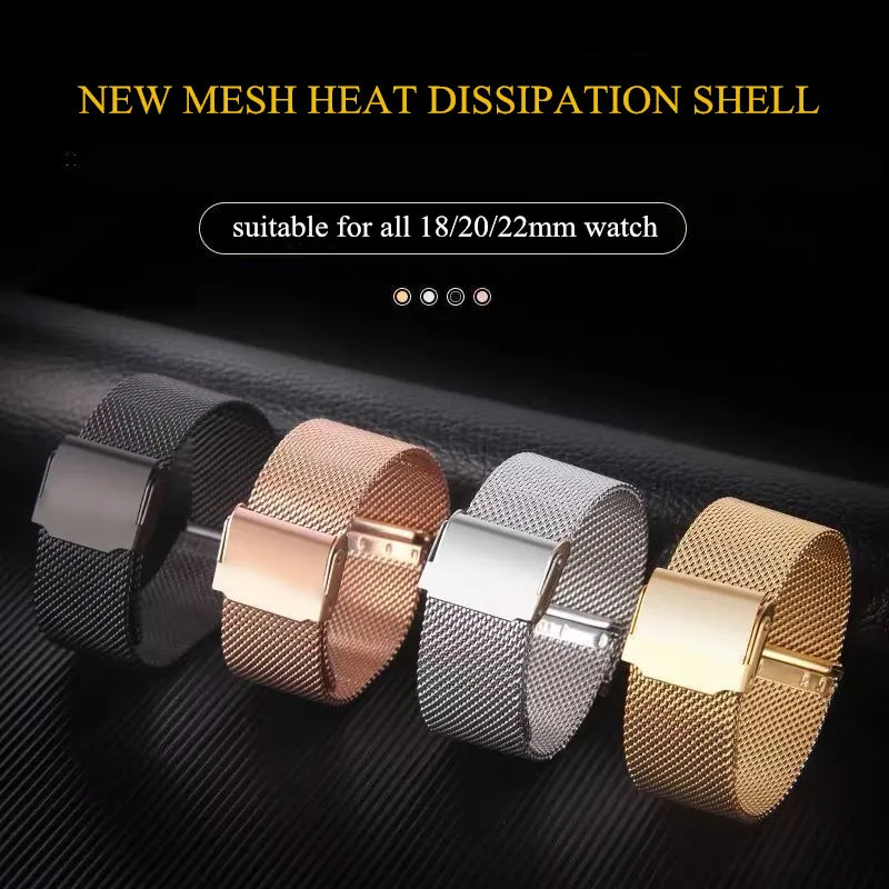 Elegant Milanese Loop Metal Mesh Watch Strap, 20mm/22mm, Silver