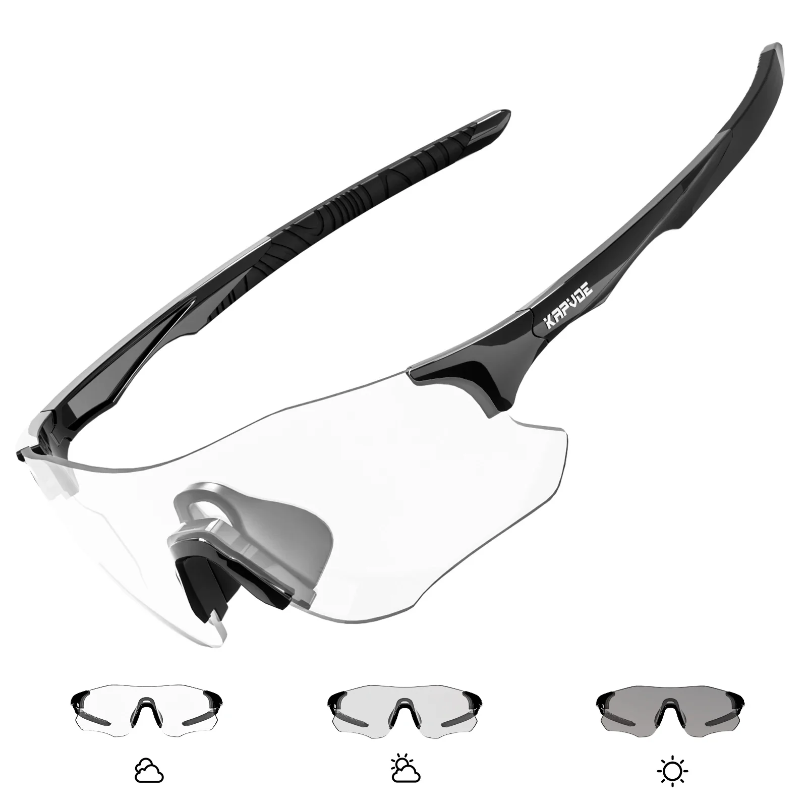 Kapvoe Photochromic Running Sunglasses Lightweight Sports Glasses for Men Marathon Cycling Mountain Bicycle Goggles Eyewear Red