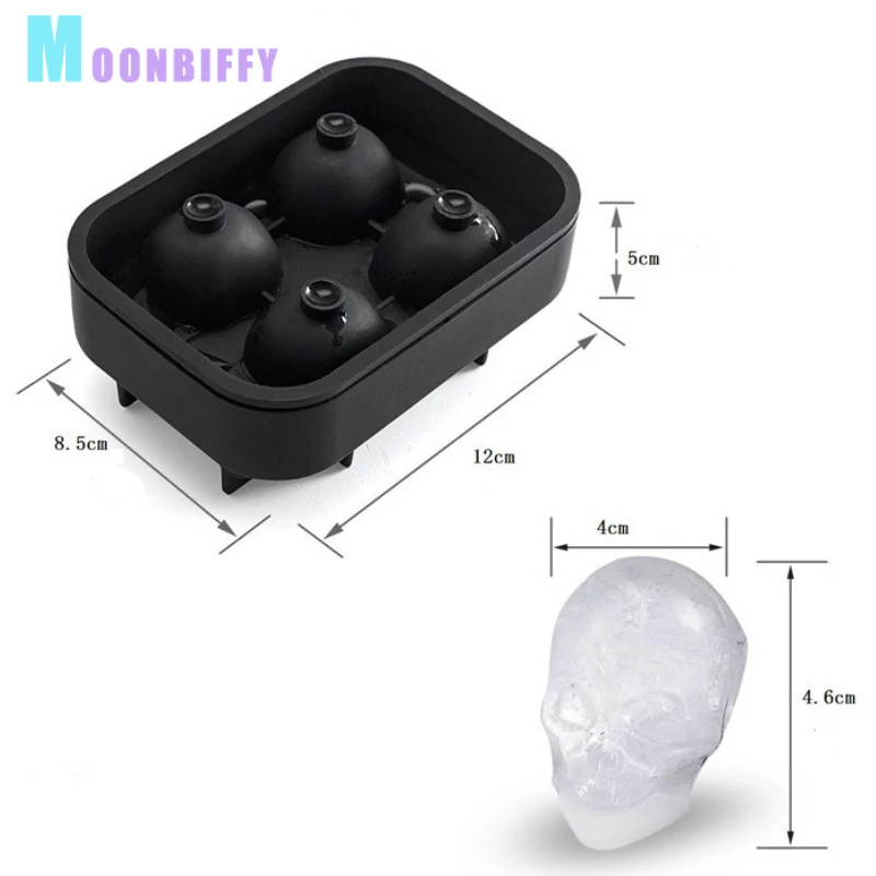 3D Skull Silicone Mold Ice Cube Tray Mould Ice Cube Maker Ball Mold Whiskey Wine Cocktail Ball
