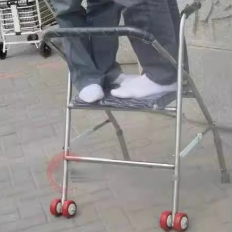 Foldable Cane Chair for Elders - Four-Legged Walking Stick with Wheels, Portable Outdoor Seat, Elderly Rest Solution 5