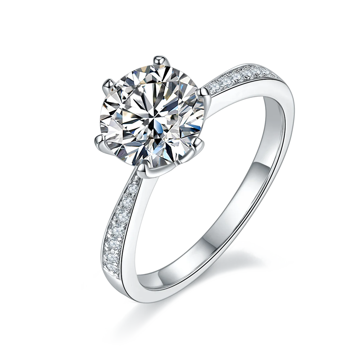 

Wholesale Luxury Fine Jewelry 925 Sterling Silver Rings Women 2CT Round VVS moissanite Engagement Wedding Rings