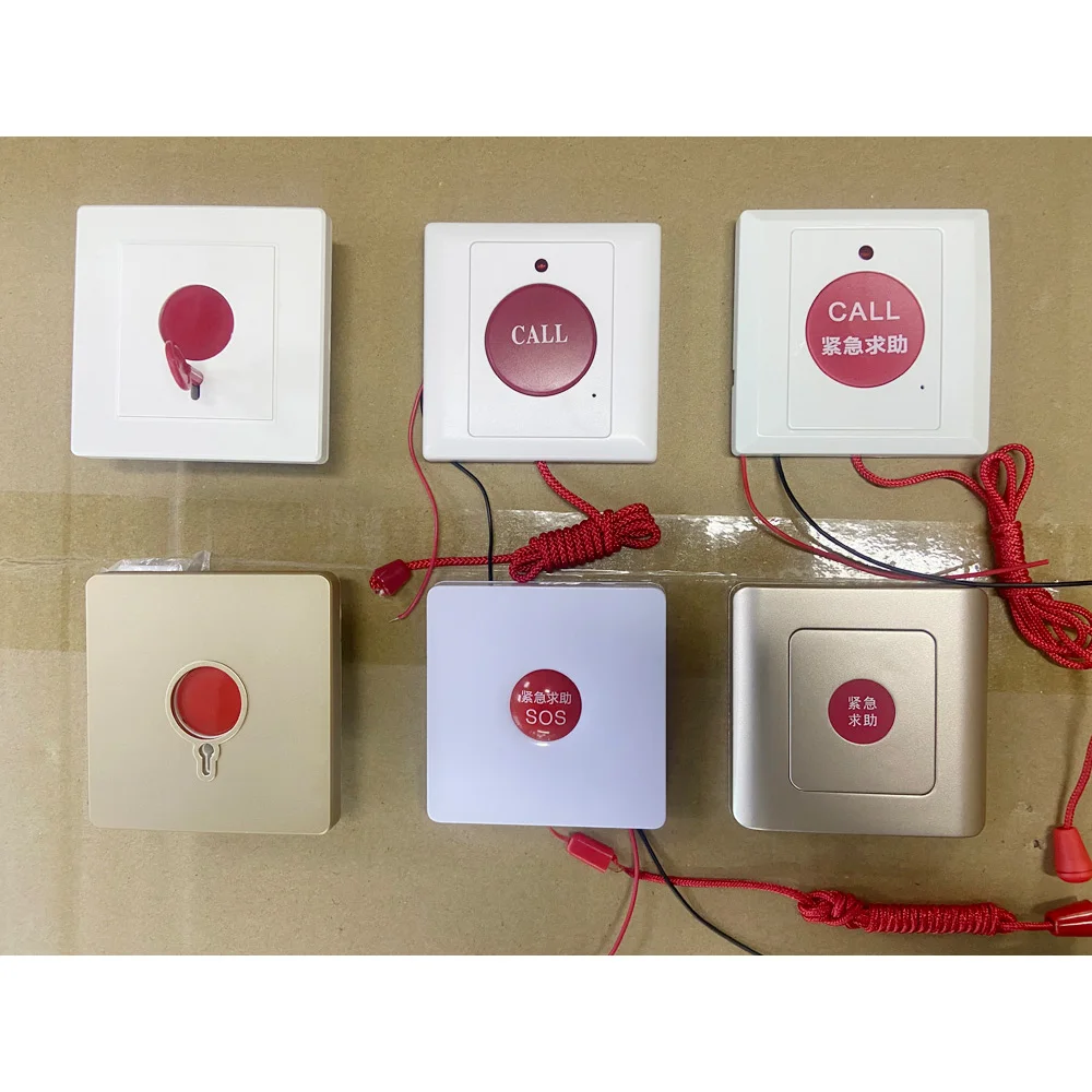10Pcs Wall Mounted Wired Emergency Call Button With Digging Rope 86mm Box Waterproof Switch For Hospital Bed Washroom SOS