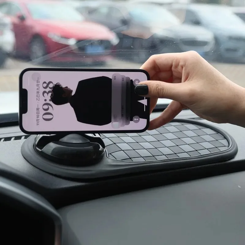 2 in 1 Dashboard Anti Slip Mat with Phone Mount 360-Degree Rotation Car Phone Holder Non-Slip Adhesive Mat for Car Auto